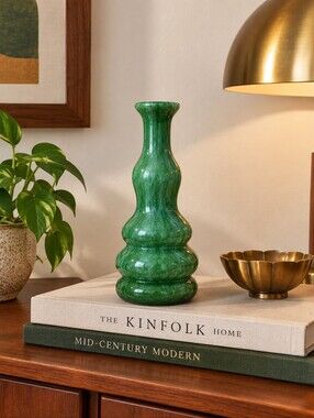 Stunning Mid Century Modern Murano Style Art Glass Vase Handblown Vintage Italy